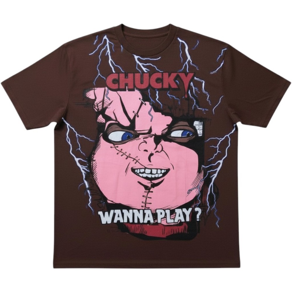 Chucky Oversized T-Shirt Mens Medium Brown New Child's Play Horror Movie Graphic